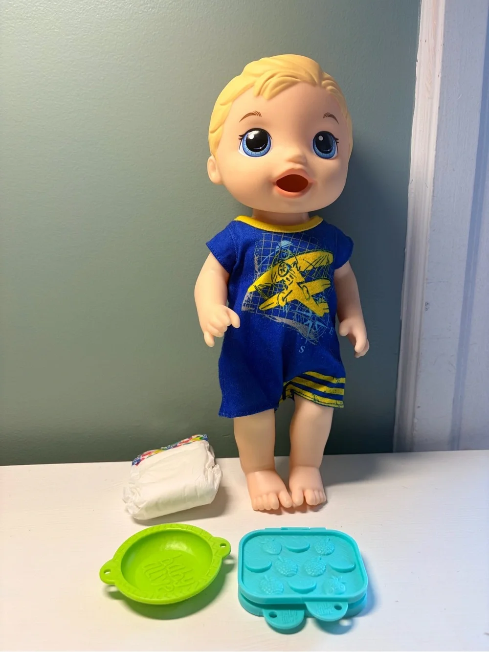 Hasbro Baby Alive Super Snacks Snackin Luke Blonde Boy Some Accessories 2015
